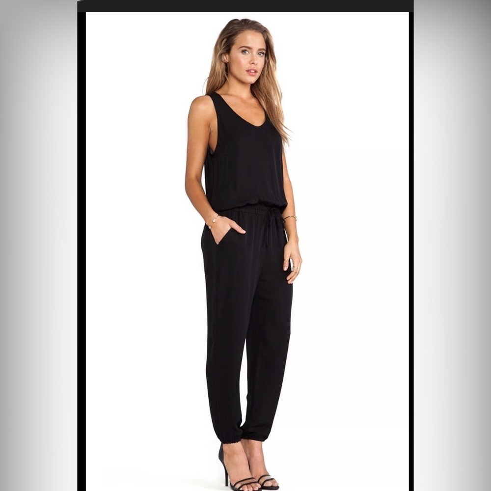 THEORY LORTAN BLACK SILK JUMPSUIT SIZE SP minimalist